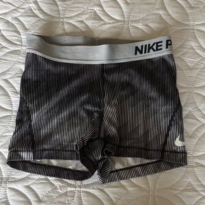 Nike Women's Black and White Athletic Shorts